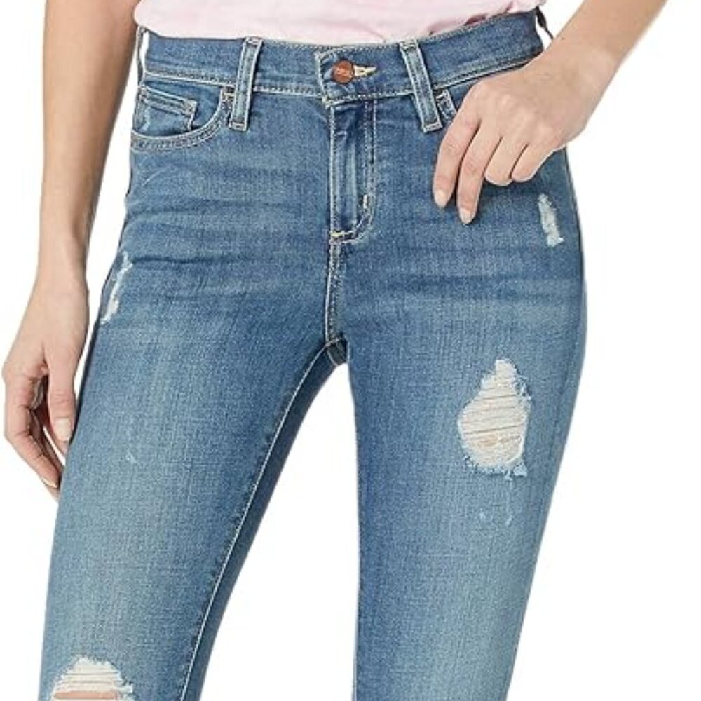 Buffalo David Bitton Faith Skinny Mid Rise Light Wash Distressed Denim Jeans